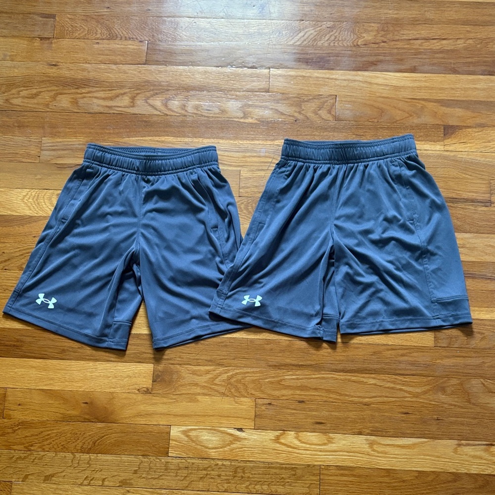 Under Armour Boys Athletic Shorts Bundle — Charcoal Gray